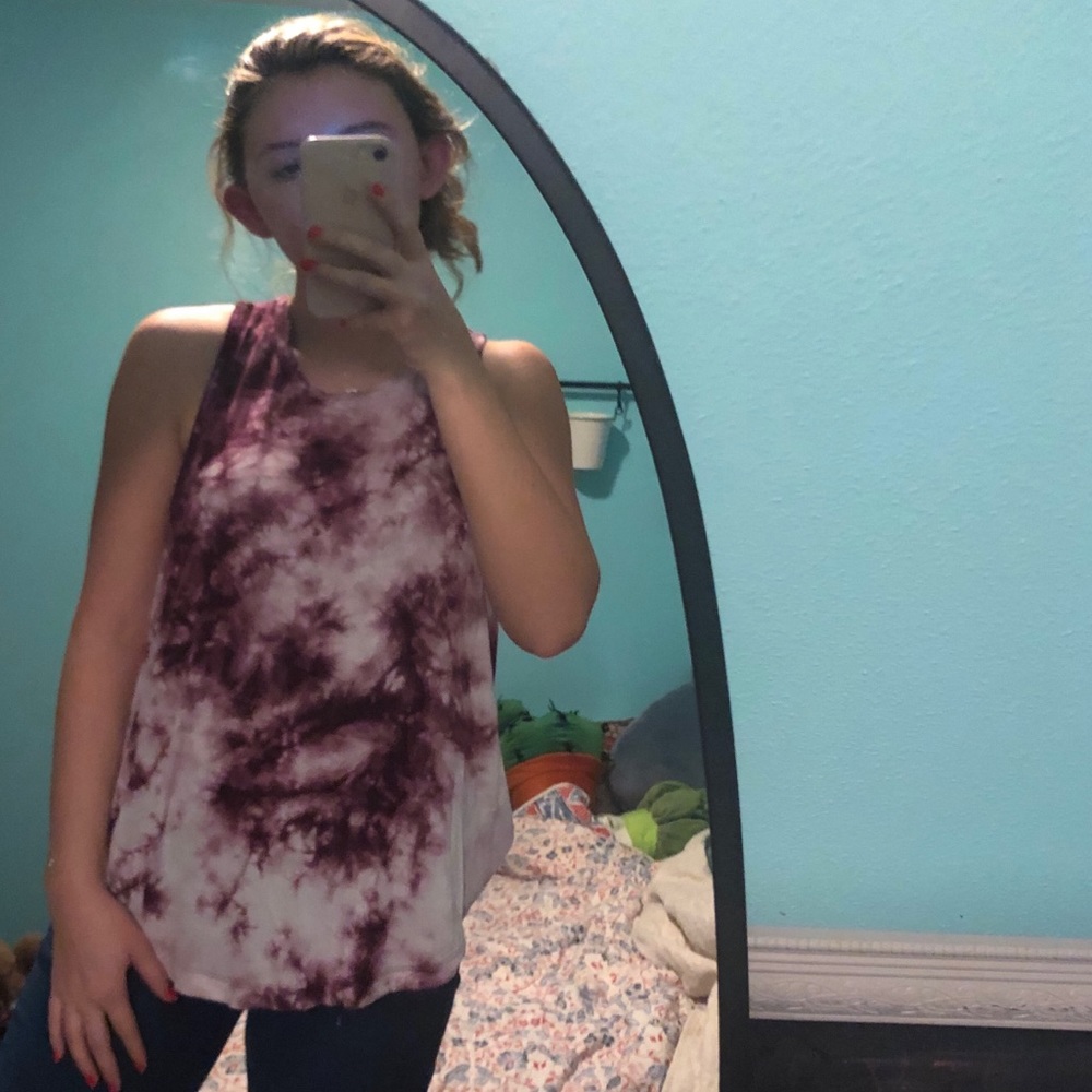 Purple tie-dye muscle tank